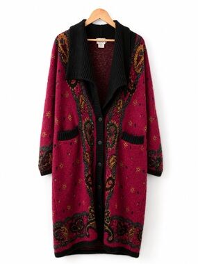 Vintage Cervelle  oversized Long Sweater Wool Blend Cardigan L